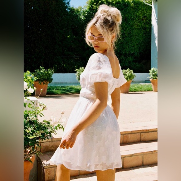 PRINCESS POLLY KENNY MINI DRESS PUFFY SQUARE NECK FLORAL PATTERN FRONT TIES - Picture 7 of 10